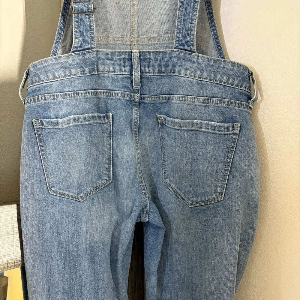 Arizona Jean Company Blue Distressed Denim Overalls